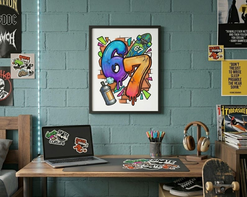 67 Invisible Lettering 67 Meme Graffiti Coloring Page, Street Art Printable, Urban Bubble ...