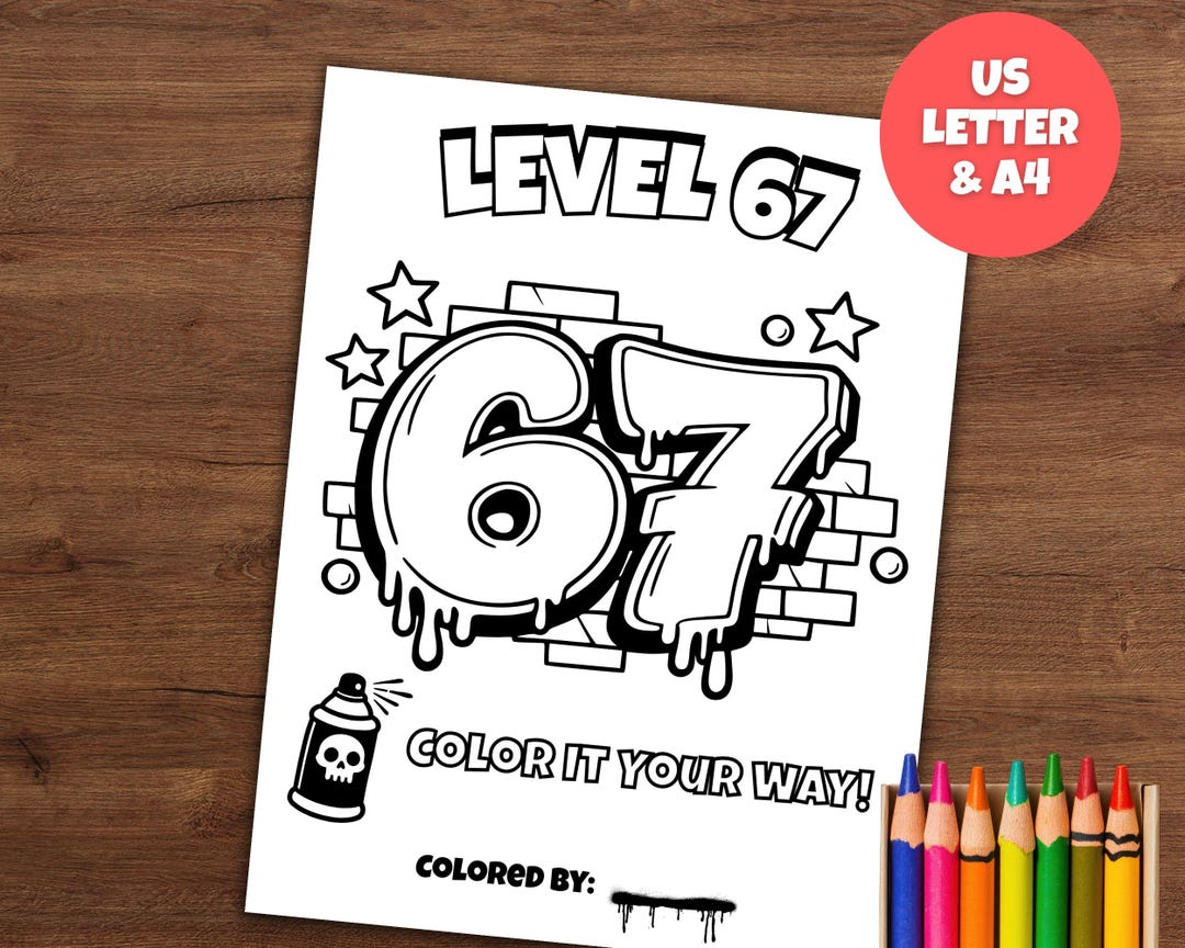 67 Meme Graffiti Coloring Page, Street Art Printable, Urban Bubble ...