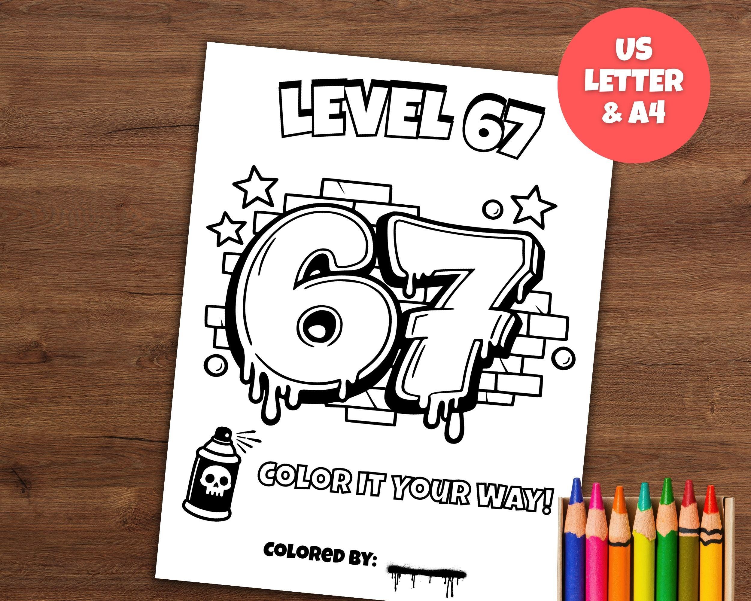 67 Meme Graffiti Coloring Page, Street Art Printable, Urban Bubble ...