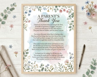 Teacher Appreciation Day Poem, End of Year Poem, A Parents Thank You, Teacher Appreciation Letter, Nursery Teachers, Parent Appreciation