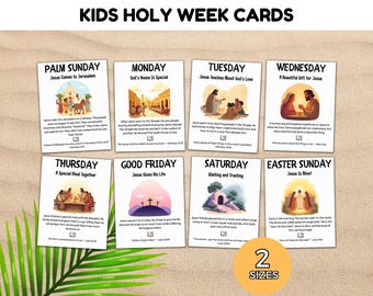 LDS Holy Week Cards, Holy Week Countdown, Kids Easter Story Cards, Easter Scripture Cards, Sunday School, Lent for Kids, LDS Printable