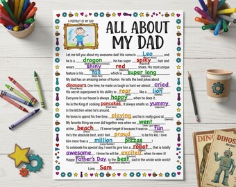 Fathers Day Questionnaire, Dad Questionnaire, All About My Dad Printable, All About Dad Survey, Worksheet Coloring Page, Questions For Kids