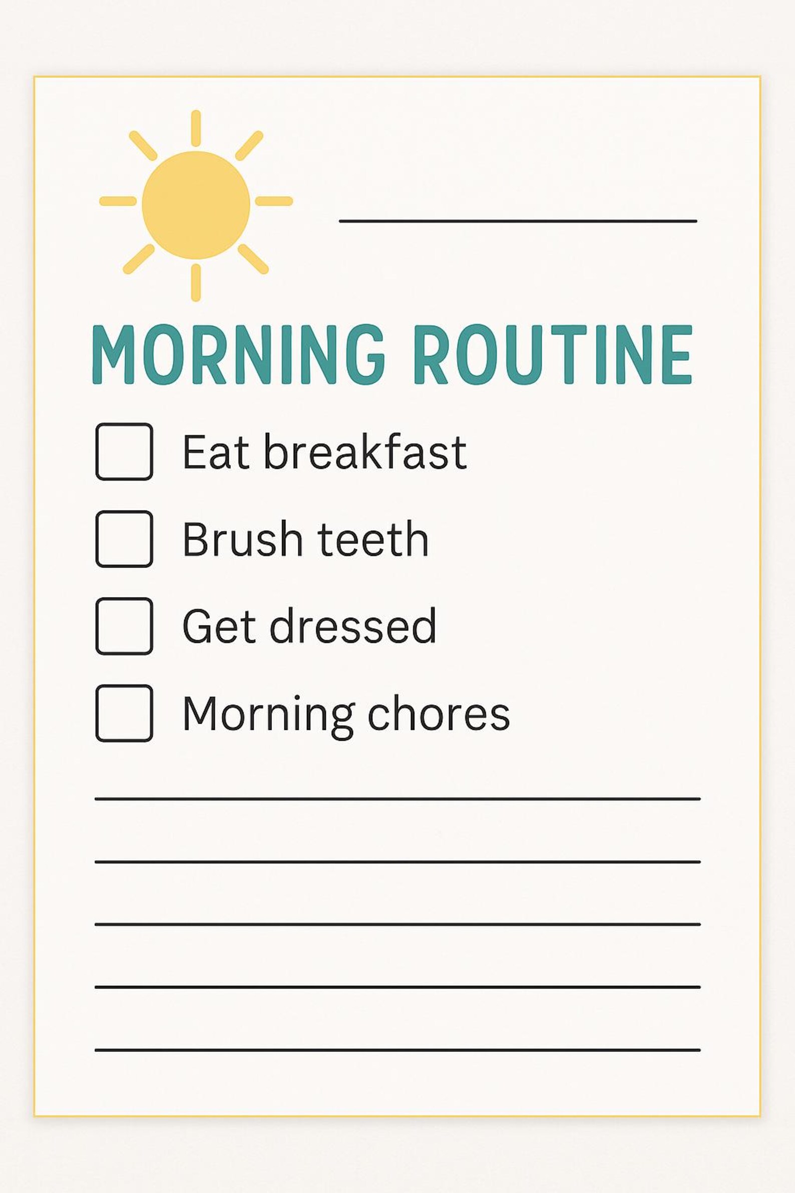 Printable Morning Routine Chart for Kids – Editable Checklist PDF for ...