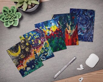 Original Museum Art Blank Note Card Set, Vibrant Greeting Cards, Artistic Stationery, Unique All Occasion Card Pack, Gift for Writers