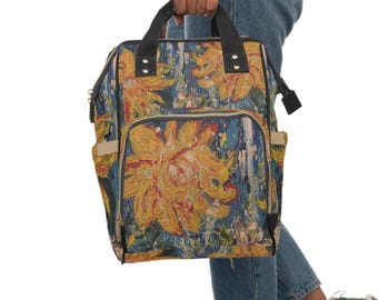 Christina's Flowers, Sunflowers, Multifunctional Tote, Diaper Backpack Tote Bag, Baby Bag, Large Travel Bag, Baby Shower Gift, Daypacks