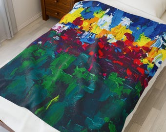 Flowers In May, Velveteen Plush Blanket, Soft and Cozy Throw, Warm Bed or Sofa Blanket, Luxury Home Décor, Comfortable Gift for Any Occasion