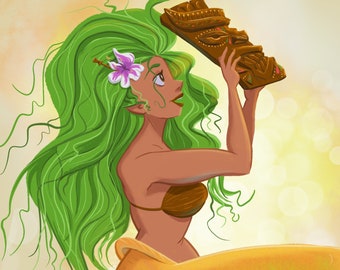 Mai Tai Tiki Cocktail Mermaid 8x10 print