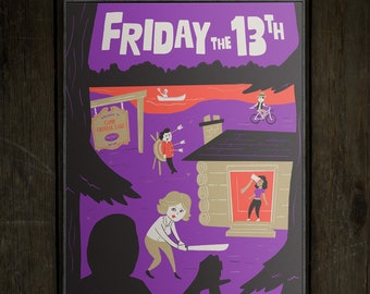 Friday the 13th Part I Illustrated Movie Poster | Original Art Illustration Horror Film Poster