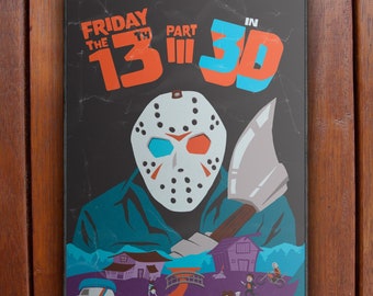 Friday the 13th Part III Illustrated Movie Poster | Original Art Illustration Horror Film Poster