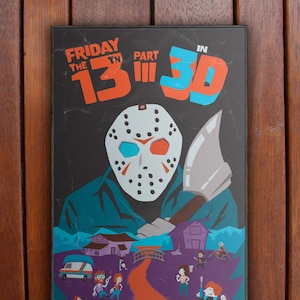 Friday the 13th Part III Illustrated Movie Poster | Original Art Illustration Horror Film Poster