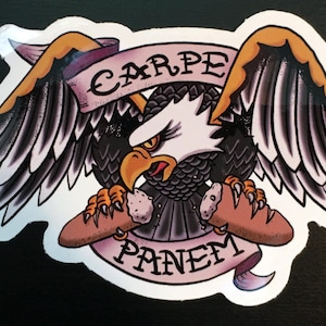 Carpe Panem Die-Cut Old-School Tattoo Sticker