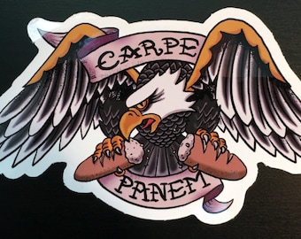 Carpe Panem Die-Cut Old-School Tattoo Sticker