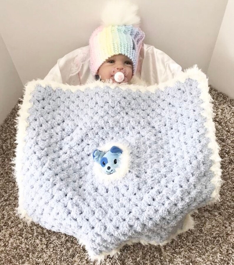 Baby Travel Blankets, Baby Lamb Travel Blanket, Baby Doggy Travel Blanket, Babies Travel Blankie, Little Travel Blankie Soft Blue Doggie