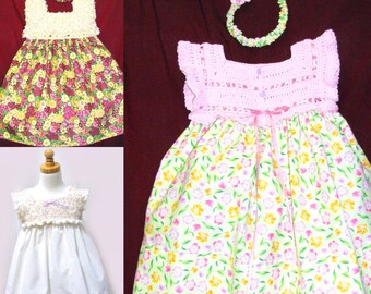 Girls Dresses, Girl's School Dresses, Girls dress with Roses, Cream Dress, Girl's Pink Dress, Girls White Dress, Dress With Roses