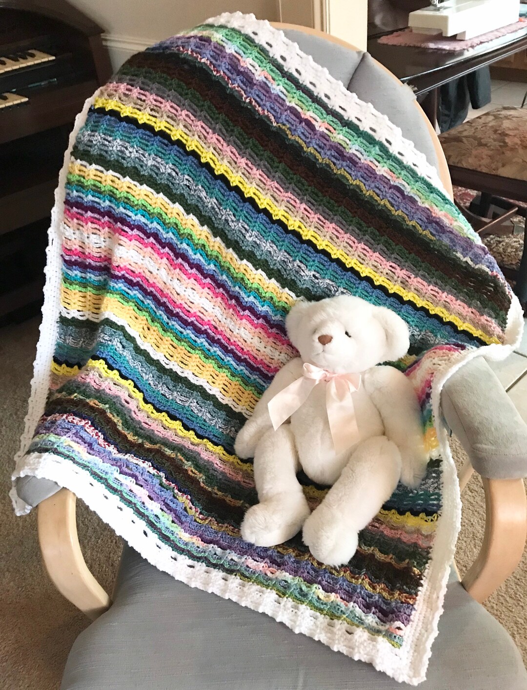 Baby Blankets Blue Striped Baby Blanket Teal Baby Blanket Cream Baby Blanket Baby Boy Blanket Furry Baby Blanket Etsy Canada