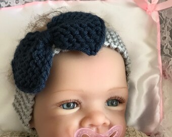 Baby Headband , Gray Baby Headband, Gray Band Headband, Gray Hairband, Acrylic Knit Baby Headband, Grey Baby Headband