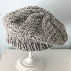 White Baby Beret, White Beret, White Beret With Bow, Cabled Tam, Cabled French Beret, Baby Beret