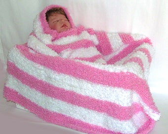 Pink and White Baby Blanket, Super Soft Pink Baby Blanket, Pink Baby Blanket, Pink & White Baby Gift, Pink and White, Baby Girl Gift