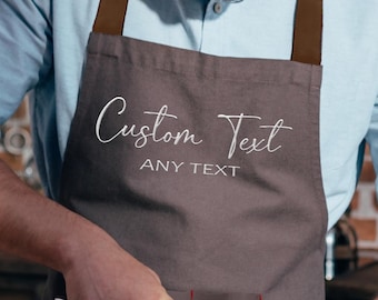 Custom Aprons for Men Personalised Embroidered Apron with Text - Creative Valentine Gift Aprons for Men