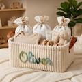 Personalized Embroidery Baby Storage Basket - Custom Embroidered Name Toy Box - Baby Shower Gift Knitted Wire Art