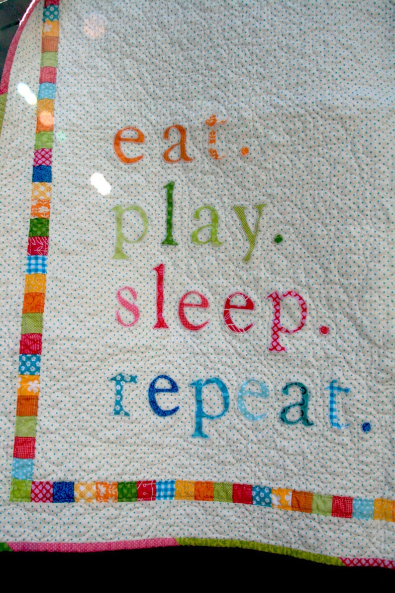 Custom eat.play.sleep.repeat baby quilt 40x41 in your