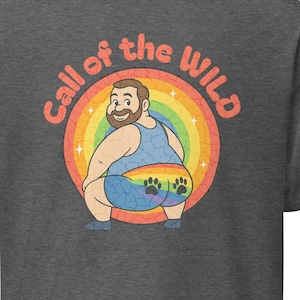 Funny Bear Pride T-Shirt | Cartoon Chubby Guy Rainbow Shorts | LGBTQ+ Pride Graphic Tee | Bear Paw Gay Pride Apparel Unisex classic tee