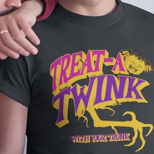 Treat-A-Twink T-Shirt – Funny Gay Halloween Graphic Tee | Queer Retro Style Shirt Unisex classic tee