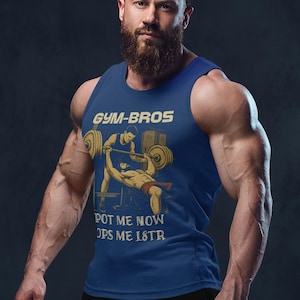 Gym Bros “Spot Me Now, Tops Me Later” Tank – Funny Gay Gym Shirt, Bench Press Flirt Tank Top, LGBTQ Workout Humor Men&#39;s Tank Top