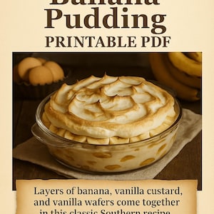 Old-Fashioned Banana Pudding Printable Recipe – Southern Dessert from Mimi’s Kitchen