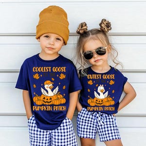 Coolest Cutest Goose at the Patch PNG, Fall Pumpkin Patch Toddler Shirt Sublimation, Funny Autumn Goose Halloween Kids Matching Outfit PNG
