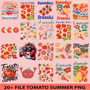 Funny Tomato PNG Bundle, Farmers Market Sublimation, Tomato Girl Summer png Design, Retro Garden Food Clipart, Farm Fresh Tomatoes