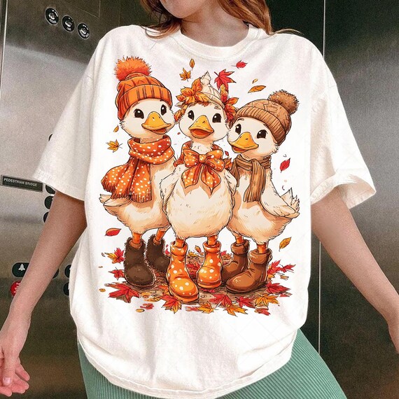 Fall Goose PNG Autumn Duck Sublimation Design Cozy Boots Scarf Bonnet Clipart Cute Animal Fall Shirt PNG Digital File