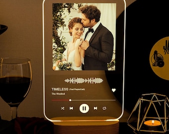 Personalized Photo Music Plaque, Photo Night Light, Christmas Gift