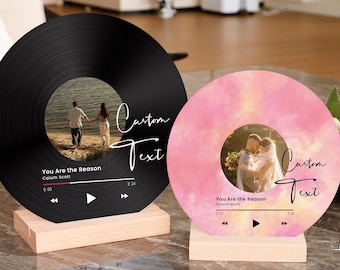 Customized Vinyl Record with Photo, Song Photo Vinyl Record, Acrylic Song Plaque, Birthday Gift for Her Him, Anniversary Keepsake