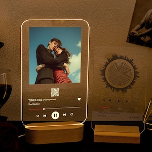 Personalized Gift Song Plaque, Custom LED Photo Plaque, Acrylic Music Plaque, Music Photo Frame, Anniversary Gift, Valentine's Day gift