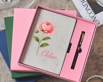 Personalized Leather Journal, Birth Flower Notebook, Teacher Appreciation Gift, Teacher Retirement, Thank You Teacher Gift