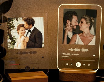 Personalized Music Plaque, Custom LED Song Plaque, Acrylic Music Plaque, Gift for Boyfriend, Couples Gift