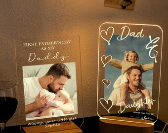 Personalized Photo LED Night Light, Photo Night Light Plaque, Photo Collage LED Light, Dad Gift, Gifts for Father's Day