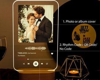 Personalized Acrylic Song Plaque, Custom LED Photo Plaque, Music Prints Photo Frame, Anniversary Gift, valentines day gift,Dad Birthday Gift