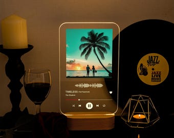 Personalized Song Photo Gift, Custom LED Photo Plaque, Acrylic Music Plaque, Music Prints Photo Frame, Anniversary Gift, Engagement Gift