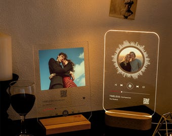Custom Song Plaque: Personalized Photo & Music LED Gift, Gift Song Plaque,  Acrylic Music Plaque, Music Prints Photo Frame, Anniversary Gift
