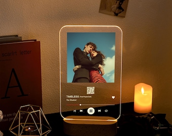 Personalized Gift Song Plaque, Custom LED Photo Plaque, Acrylic Music Plaque, Music Prints Photo Frame, Anniversary Gift, Engagement Gift