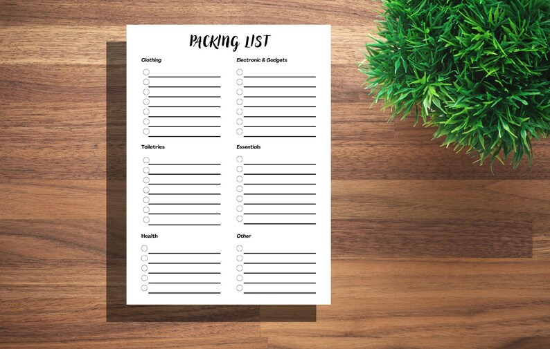 Packing Letters Packing List ~ Printable Packing List PDF (letter Sized ~ 8.5 X 11 In ...