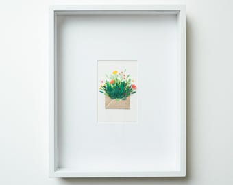 Hand Cut Paper Flowers in Envelope | Botanical Wall Art | Original Framed Artwork | Scrinkl