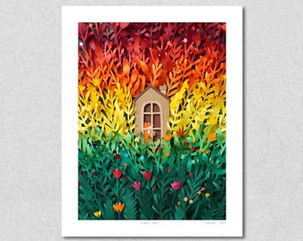 Early Fall Giclée Art Print: Floral Poster, Autumn Wall Art, 11x14