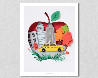 Big Apple Giclée Art Print: Archival Paper, New York Wall Art, 8 x 10
