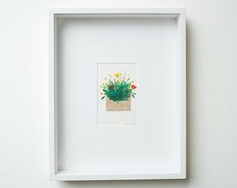 Framed Botanical Paper Art | Hand Cut Summer Flowers | Original Artwork | Scrinkl
