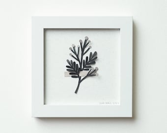 Framed Black Botanical Paper Art | Hand Cut Artwork | Minimalist Limited Edition | Scrinkl