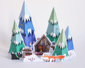 Printable Diorama Winter Forest | PDF File | Paper art | Digital Download