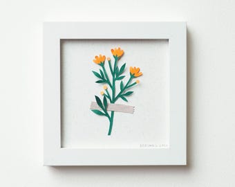 Framed Paper Bloom: Hand Cut Botanical Art - Limited Edition